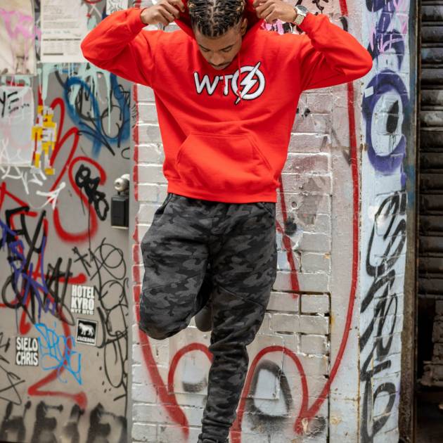 Red Hoodie (White & Black Chenille Patches)